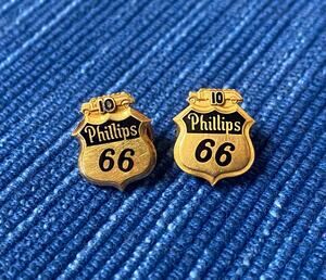 VTG Pair Phillips 66 10k Gold Employee Year Pin Screwback Gas Oil Advertising